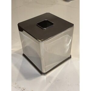 Restoration Hardware Faceted Metal Tissue Box Cover Polished Nickel NWOB
